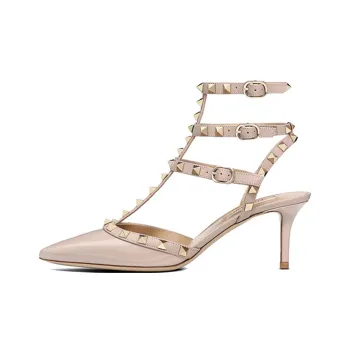 Valentino Rockstud Slim Heel High Heels 6.5cm Women's Nude