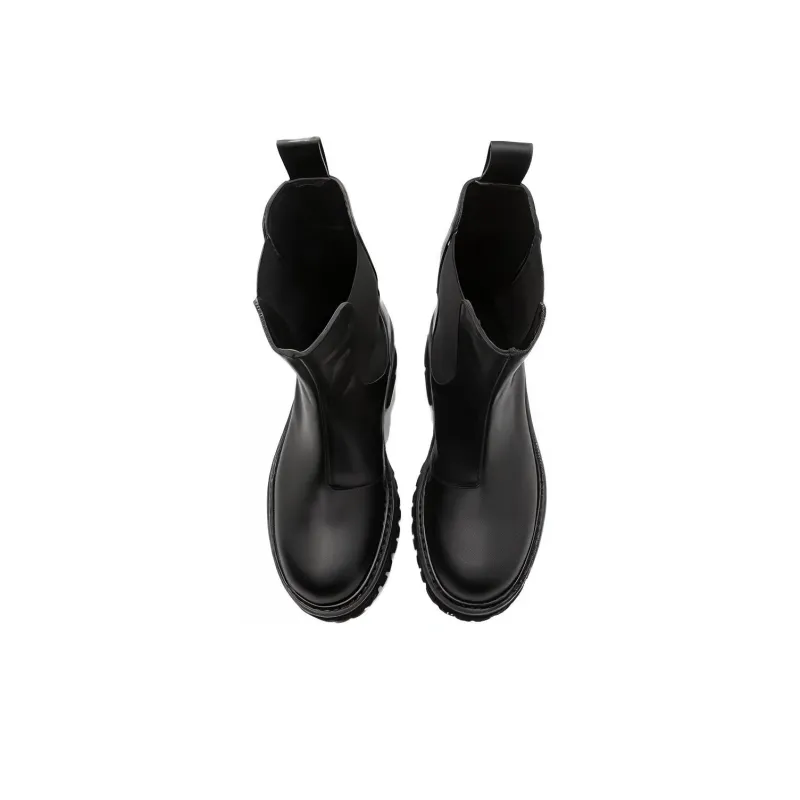 MOSCHINO Short Chelsea Boots Men's Black White-3