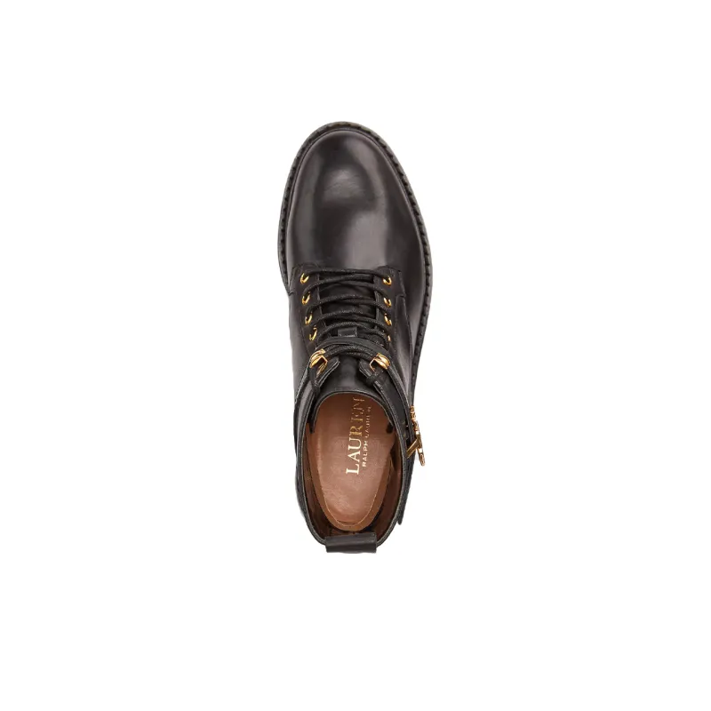 Lauren Ralph Lauren Burnished Logo plaque Lace up Leather Boots Women's-3