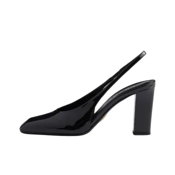 PRADA Patent Chunky Heel High Heels 8.5cm Women's Black
