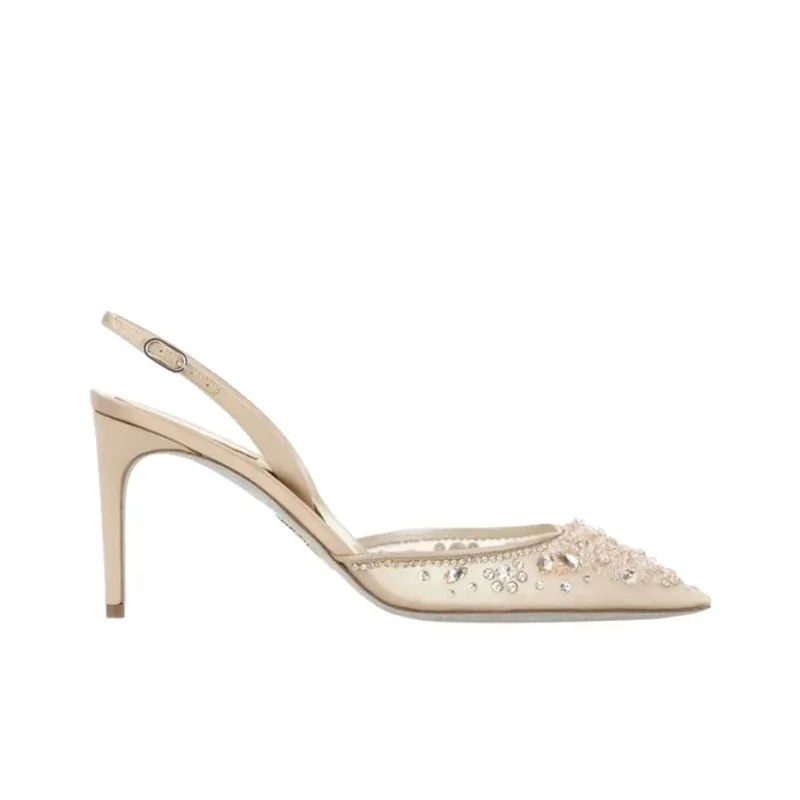 RENE CAOVILLA Slim Heel High Heels 8cm Women's Beige-1
