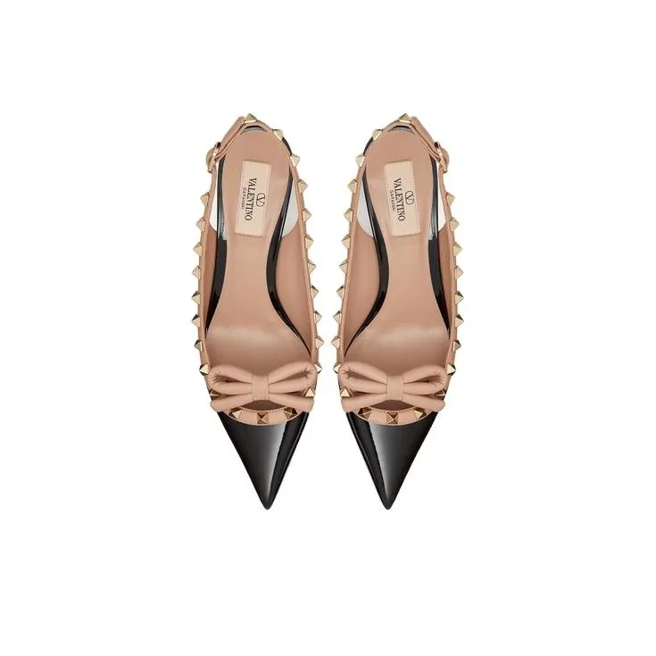 Valentino Garavani Rockstud Bow Pointed Toe Pumps-2
