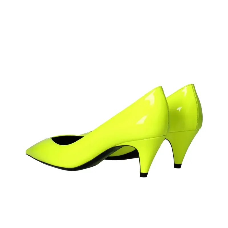 SAINT LAURENT Cone Heel High Heels 5.5cm Women's Neon Yellow-4