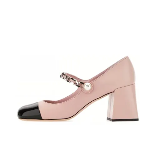 MIU MIU Chunky Heel High Heels 6.5cm Women's Pink Black