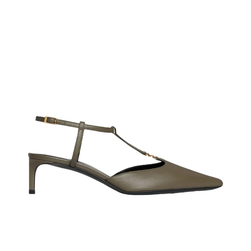 CELINE Kitten Slim Heel High Heels Women's Dark Green-1