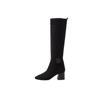 HERMES Knee high Boots Women's Black