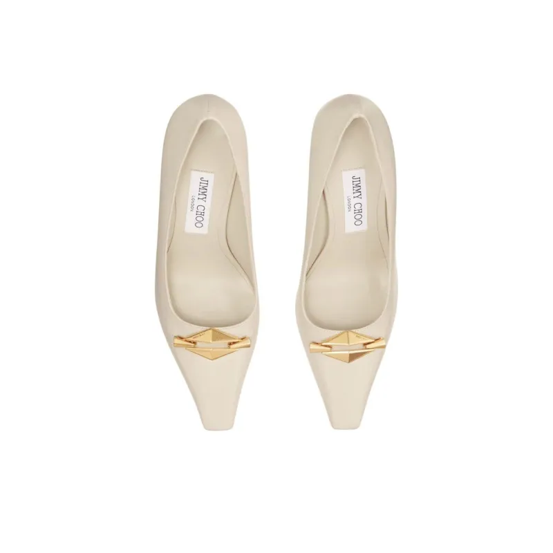 Jimmy Choo Ryker Irregular Heel High Heels 9cm Women's Beige-4