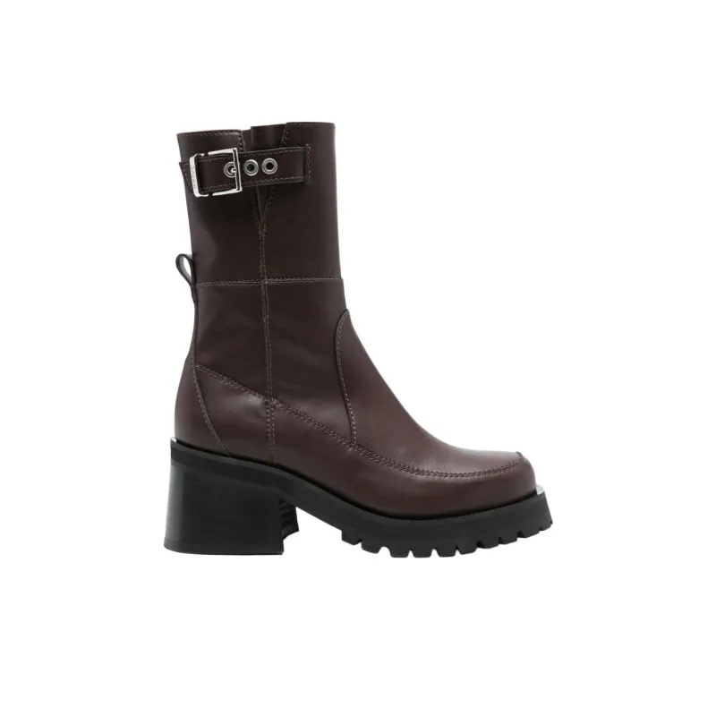 GANNI Ankle Boots 7cm Women's Brown-1