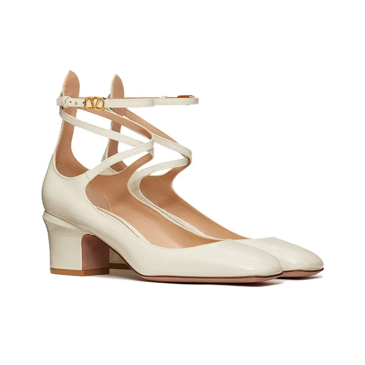 Valentino Tan-Go VLogo Plaque Block Heel Pumps-2