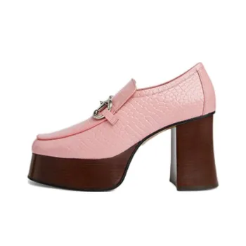 GUCCI Horsebit Chunky Heel High Heels Women's Pink