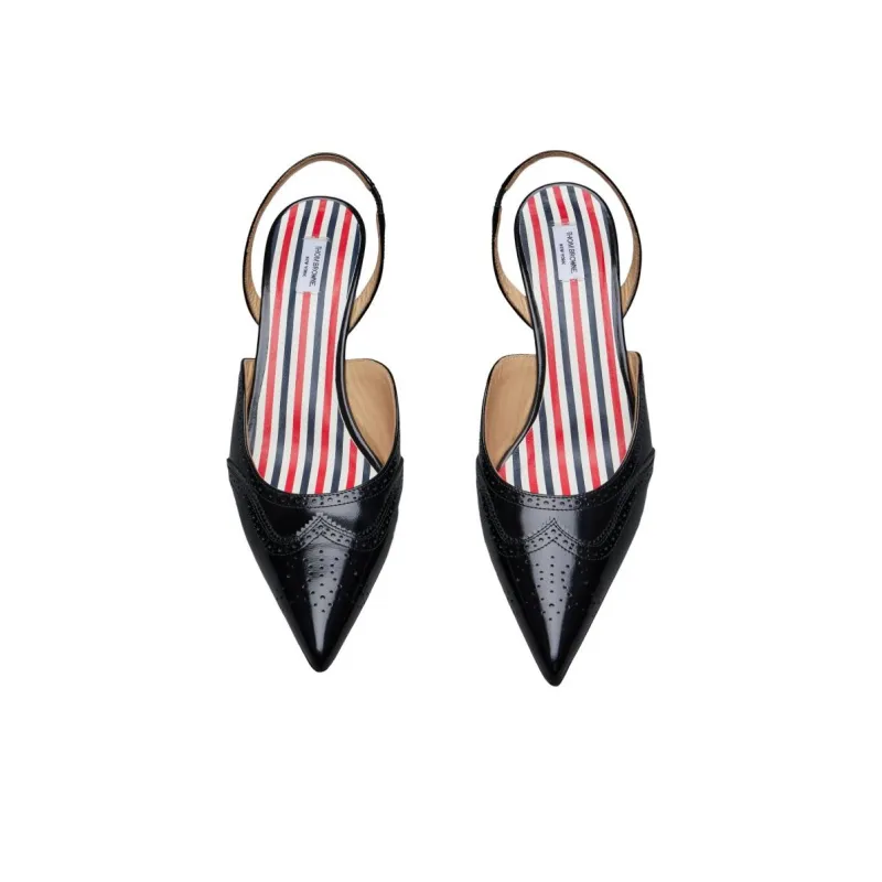 THOM BROWNE Pointed-Toe Slingback Pumps-3