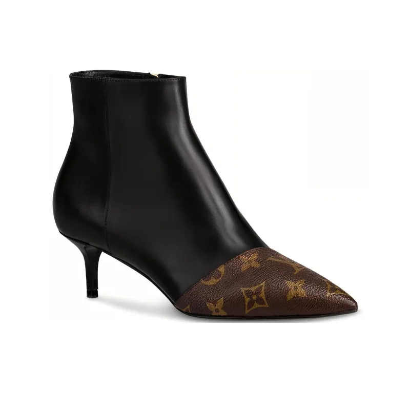 LOUIS VUITTON Chérie Ankle Boots Women's Black Brown-1