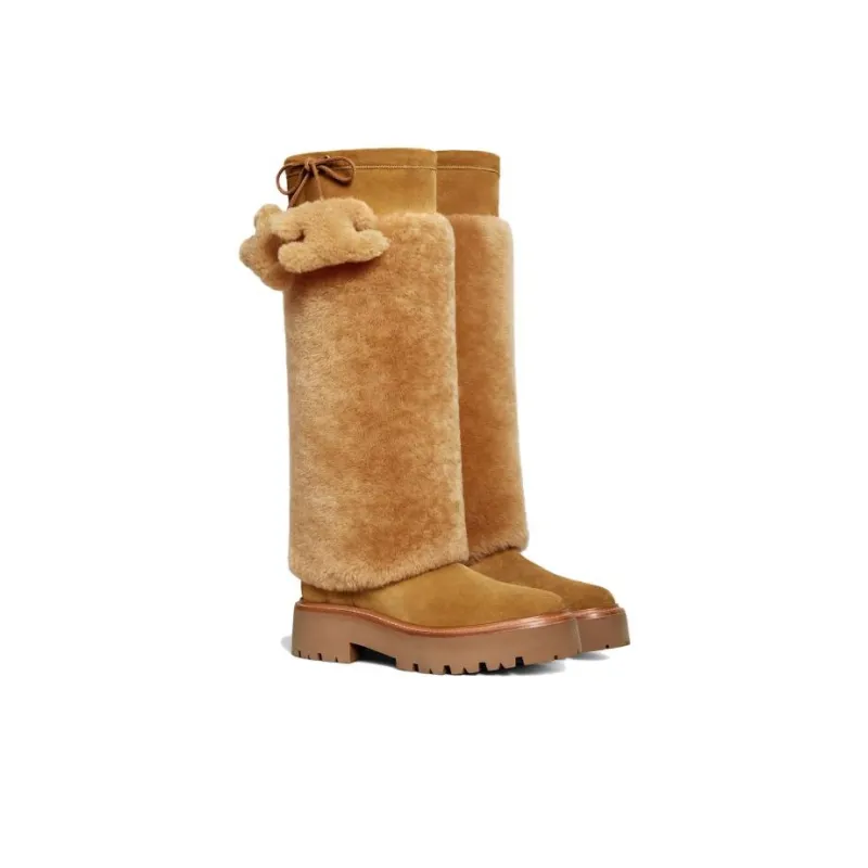 CELINE Triomphe Knee high Boots 4.5cm Women's Brown-2