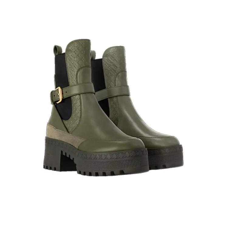 LOUIS VUITTON Laureate Ankle Length Chelsea Boots Women's Green-2