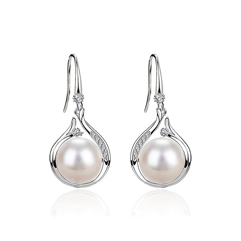 Mofei Freshwater Pearl Hoop Earrings Women's Sterling Silver-0