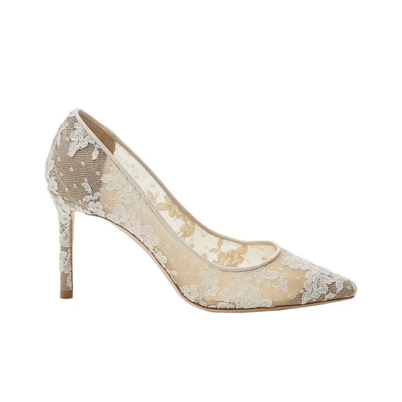 Jimmy Choo ROMY Slim Heel High Heels 8.5cm Women's Ivory-1