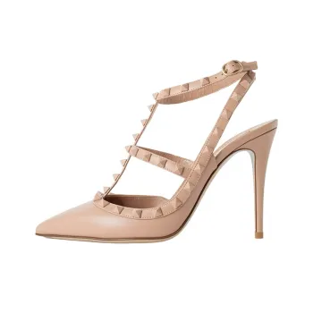 Valentino Rockstud Slim Heel High Heels 11cm Women's Nude Pink