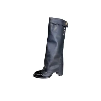 CHANEL Knee high Boots Women's Black