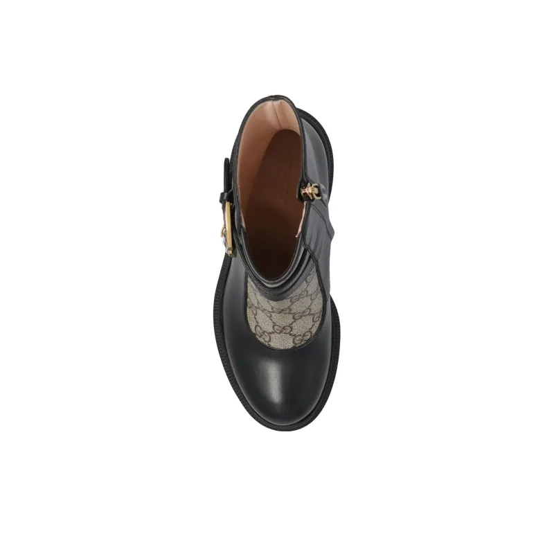 GUCCI Women's Ankle Boot 'Buckles Black Beige' Women's-4