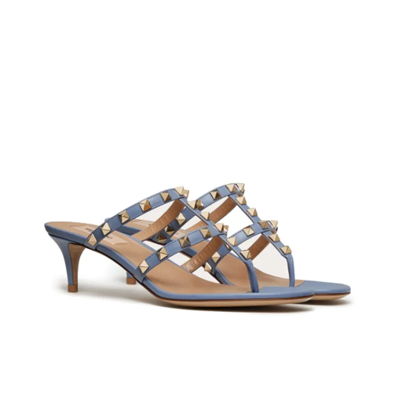 Valentino Rockstud Slim Heel High Heels 5cm Women's Blue-2