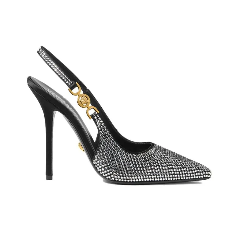 VERSACE Crystal-embellished Medusa 95' Slingback Pumps-1