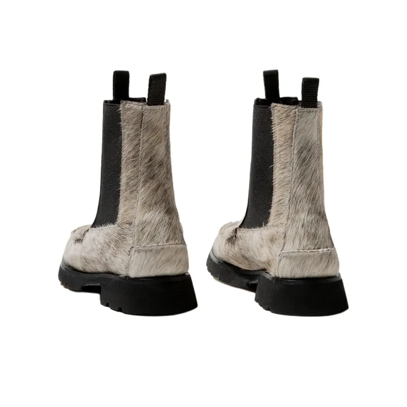 Hereu Short Chelsea Boots 3cm Women's White Gray-3