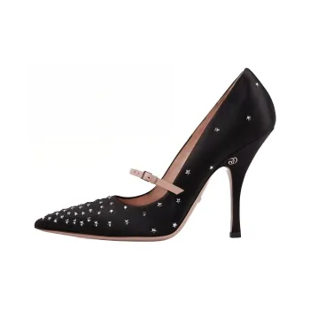 GUCCI Jodie Embellished Satin Pumps Black Women's
