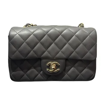 CHANEL Classic Flap CF Lambskin Shoulder Bag, Crossbody Bag Mini Women's Dark Gray