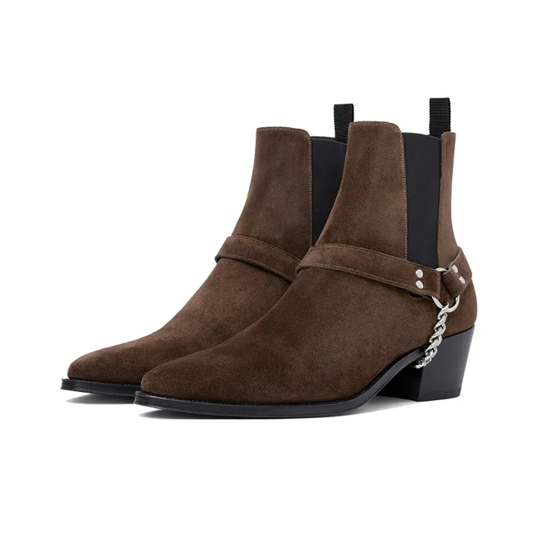 CELINE Camargue Short Chelsea Boots Men's Dark Brown-2