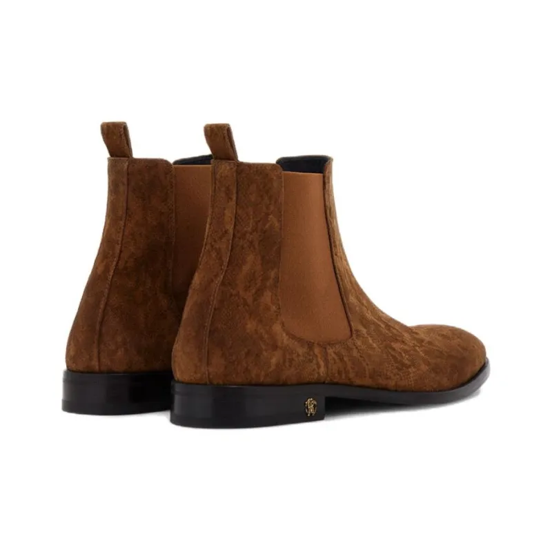Roberto Cavalli Short Chelsea Boots Men's Brown-3