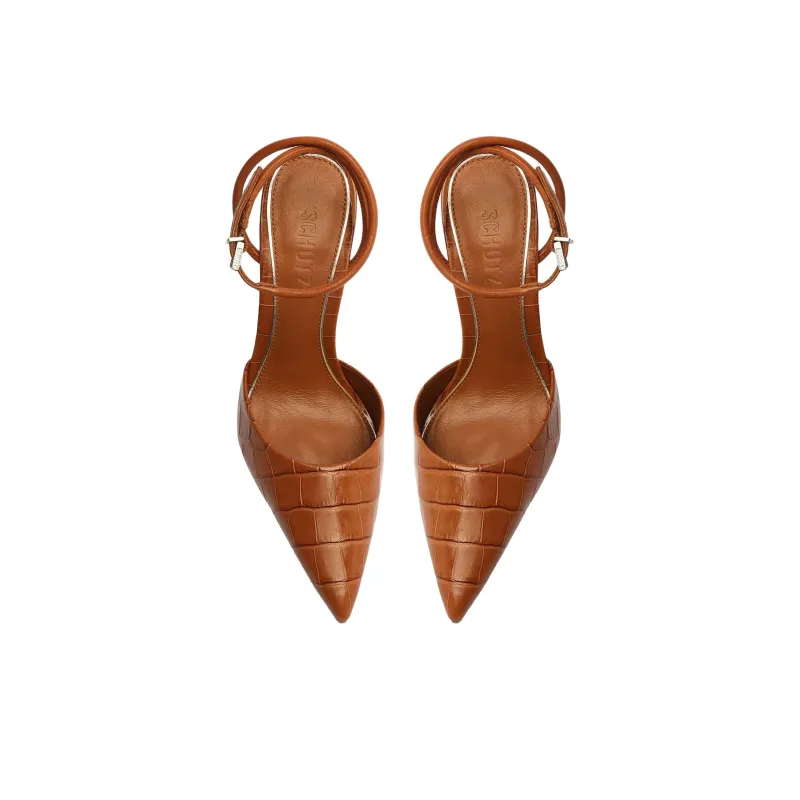 Schutz Deby Slim Heel High Heels 10cm Women's Brown-4