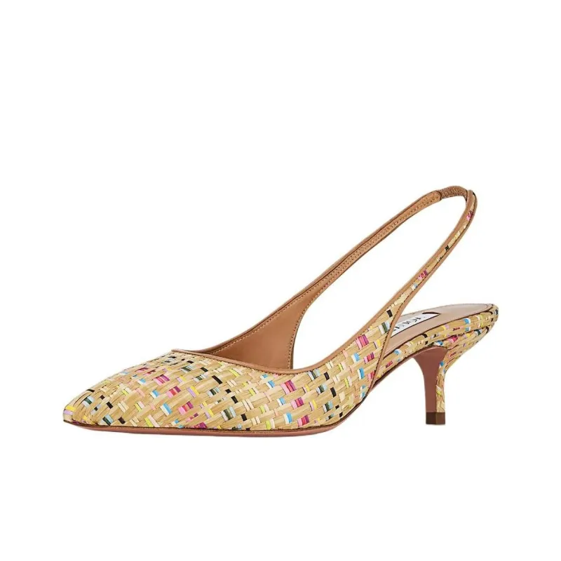 AQUAZZURA Purist 50mm Woven Slingback Pumps-2