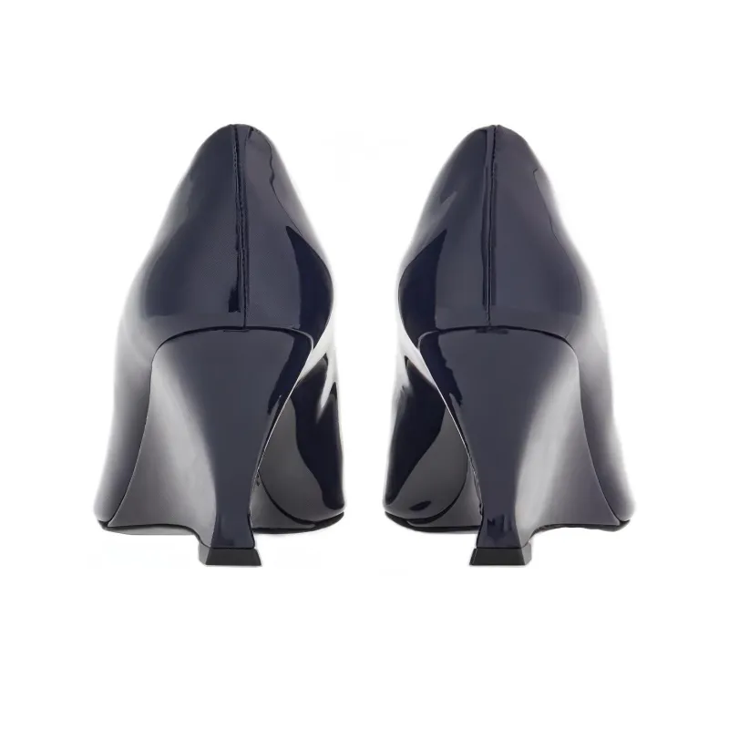 FERRAGAMO Wedge Heel High Heels 7cm Women's Blue-4