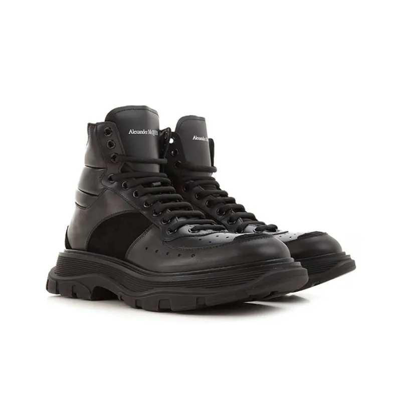 Alexander McQueen Leather Ankle Boots 'Brown Black'-2