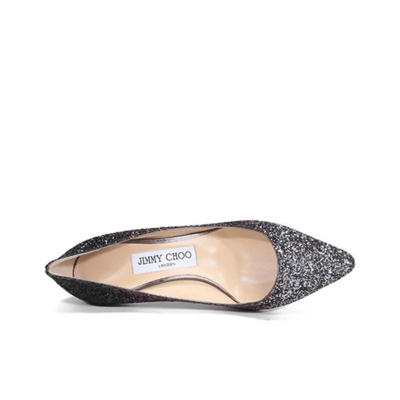 Jimmy Choo ROMY 60 Zhou Yangjie High Heels 6cm Women's Silver Gray Purple Black Gradient-4