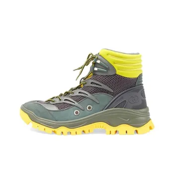 GUCCI Lace Up Boot 'Grey Dark Green Yellow'