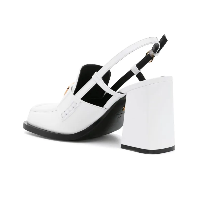 VERSACE 85mm Slingback Loafer Pumps-2