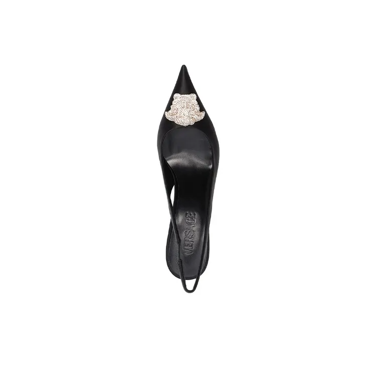 FANSIZHE Medusa Chunky Heel High Heels Women's Black-4