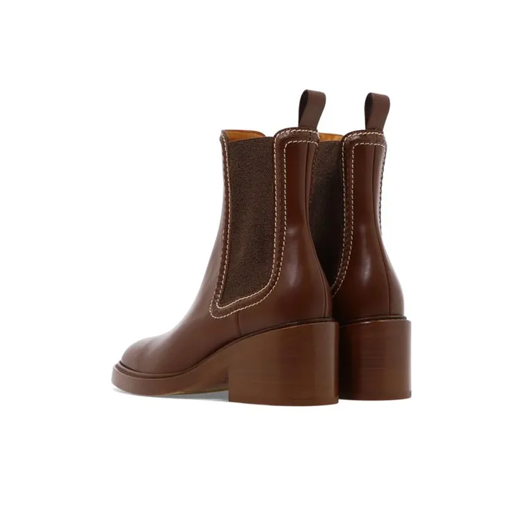 Chloe Short Chelsea Boots Women's Brown-3