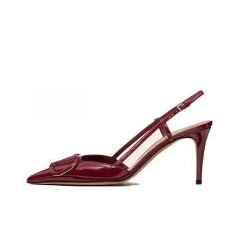 Valentino VLogo Signature Slim Heel High Heels 8cm Women's Burgundy Red