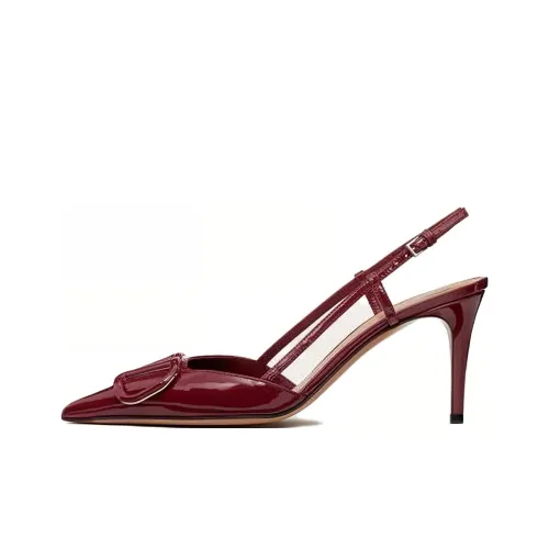 Valentino VLogo Signature Slim Heel High Heels 8cm Women's Burgundy Red