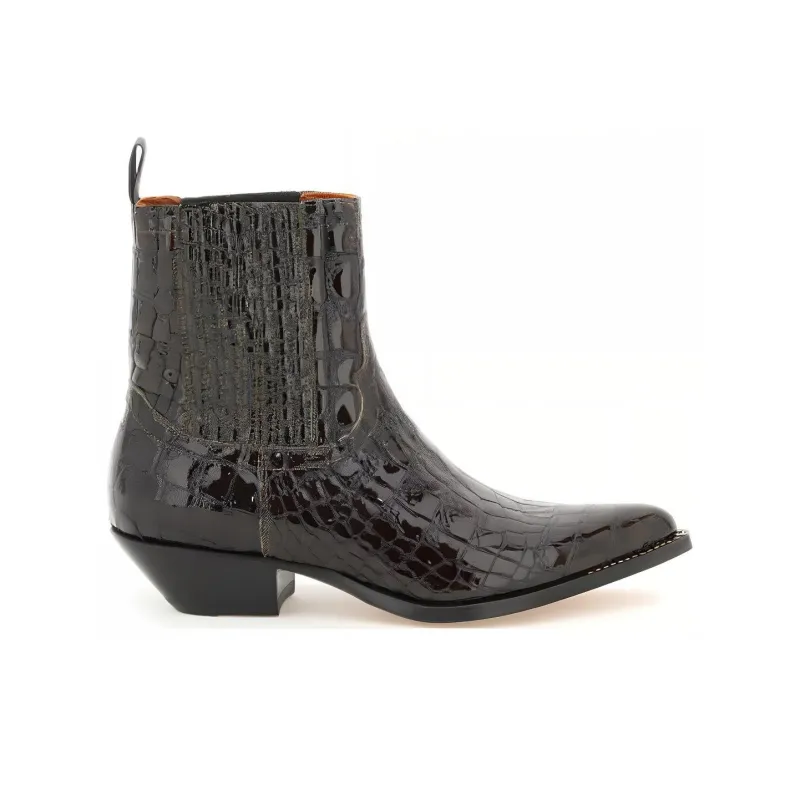 SONORA BOOTS Patent Crocodile embossed Boots Women's-1