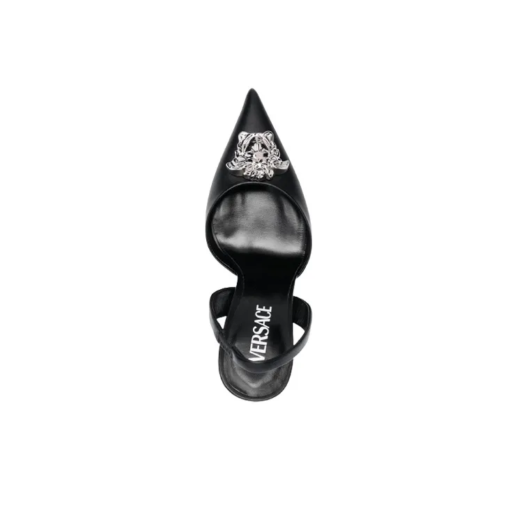 VERSACE Chunky Heel High Heels Women's Black-4