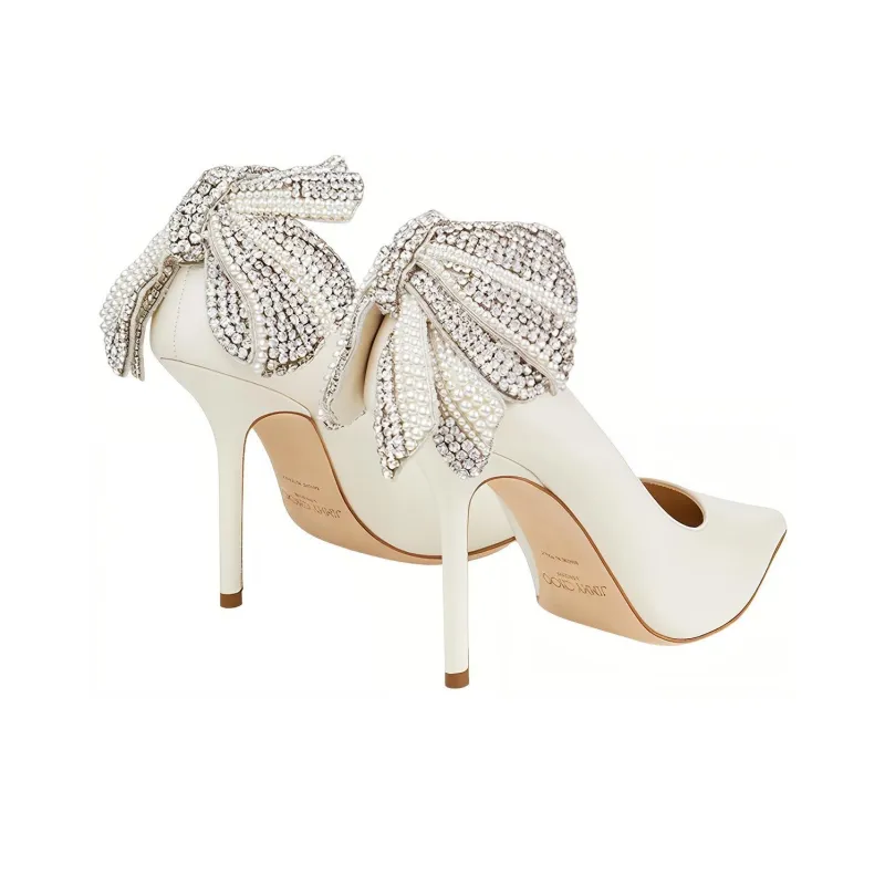 Jimmy Choo Slim Heel High Heels 10cm Women's White-4