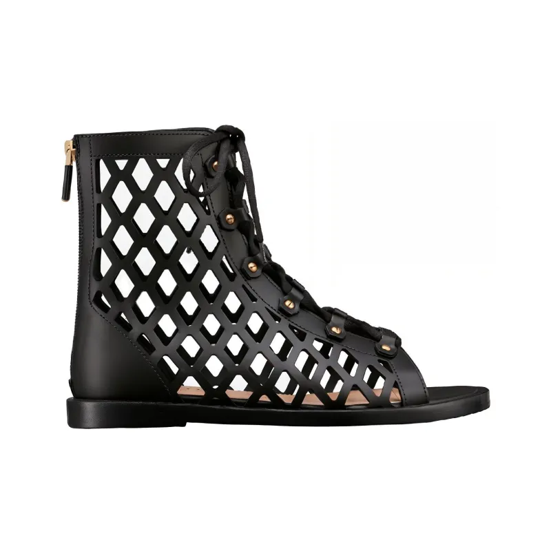 DIOR D Trap Ankle Boot Black Calfskin And Shearling Women's-1