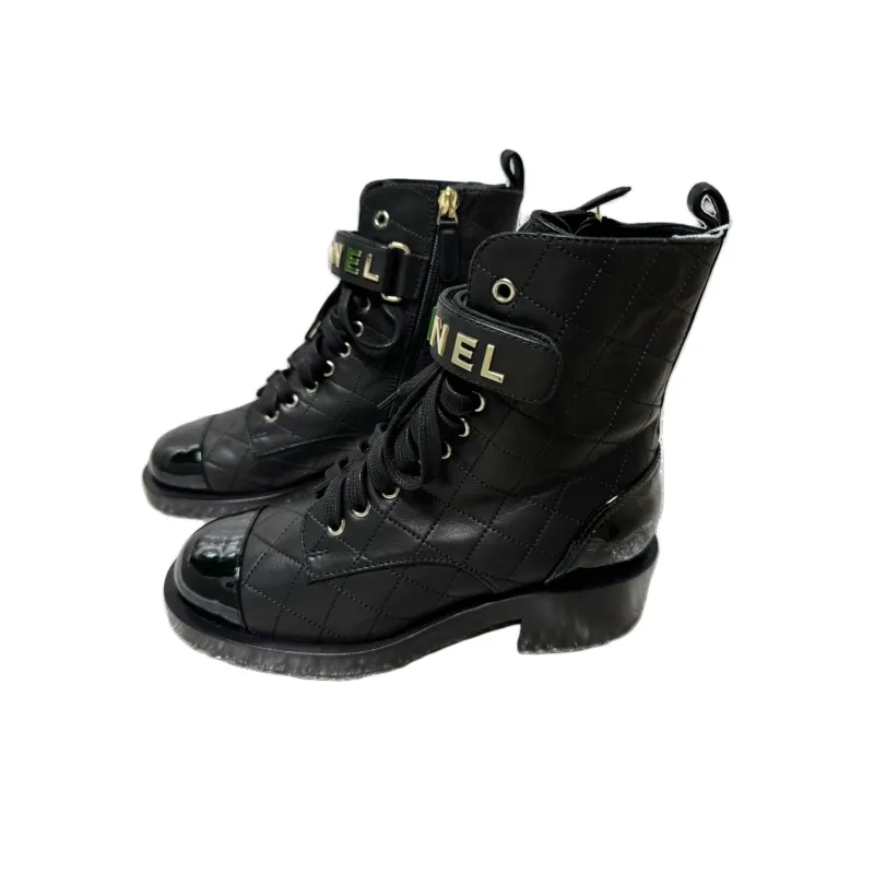 CHANEL Short Martin Boot Women's Black-3