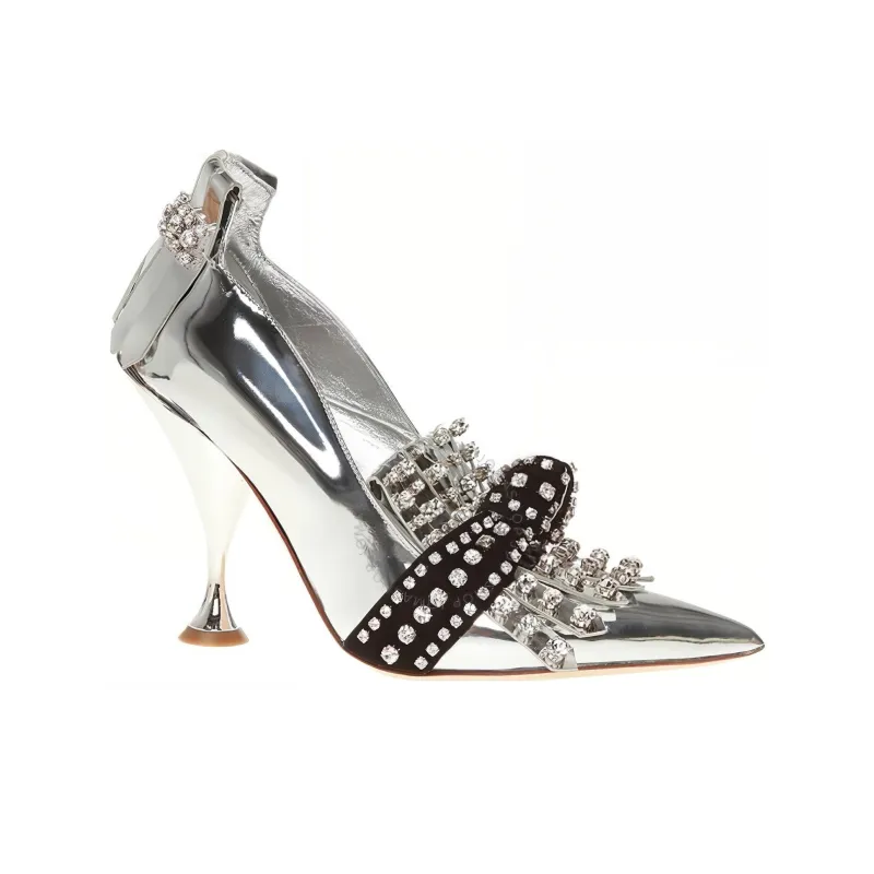 Burberry Kiltie High Heels Women's Silver-1