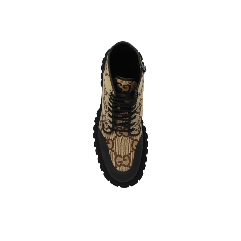 GUCCI Maxi GG Lace Up Boots Camel-4