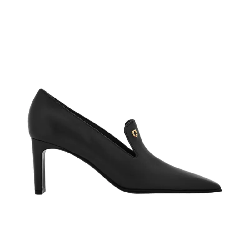 FERRAGAMO Mocassino Block Heel High Heels 7cm Women's Black-1