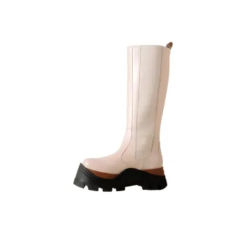 ALOHAS Knee-High Chelsea Boots 6cm Women's White